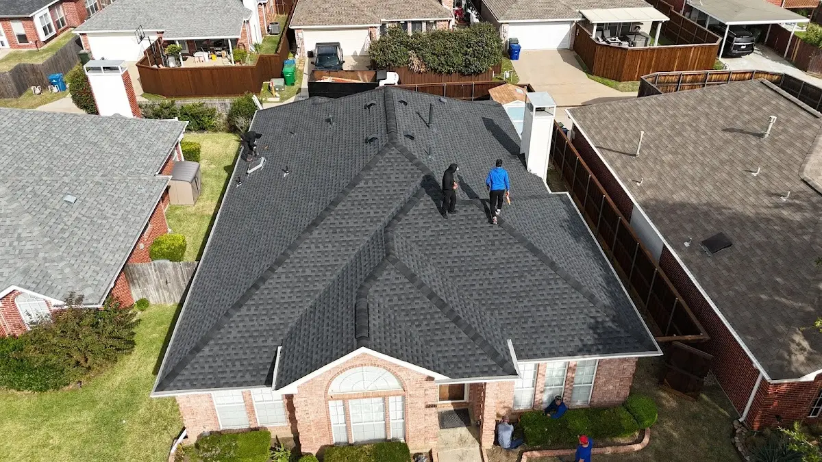 Slate & Tile Roof Repair work in progress on a Benbrook property
